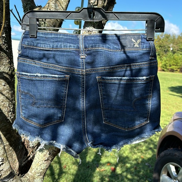 American Eagle Outfitters Super Stretch Hi-Rise Shortie AEO Denim Jean Shorts 2 - Picture 7 of 16